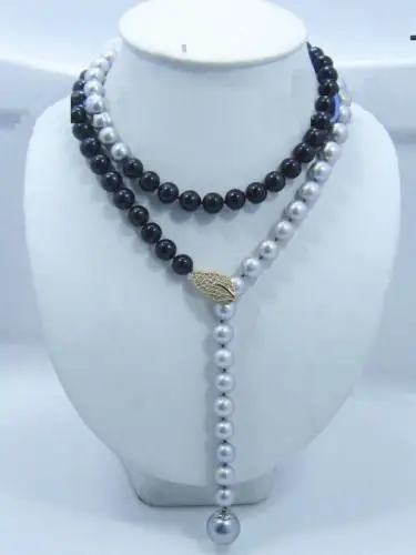 

35" Adjustable AAA 10-11MM real south sea Multicolor black gray pearl necklace (9.13)