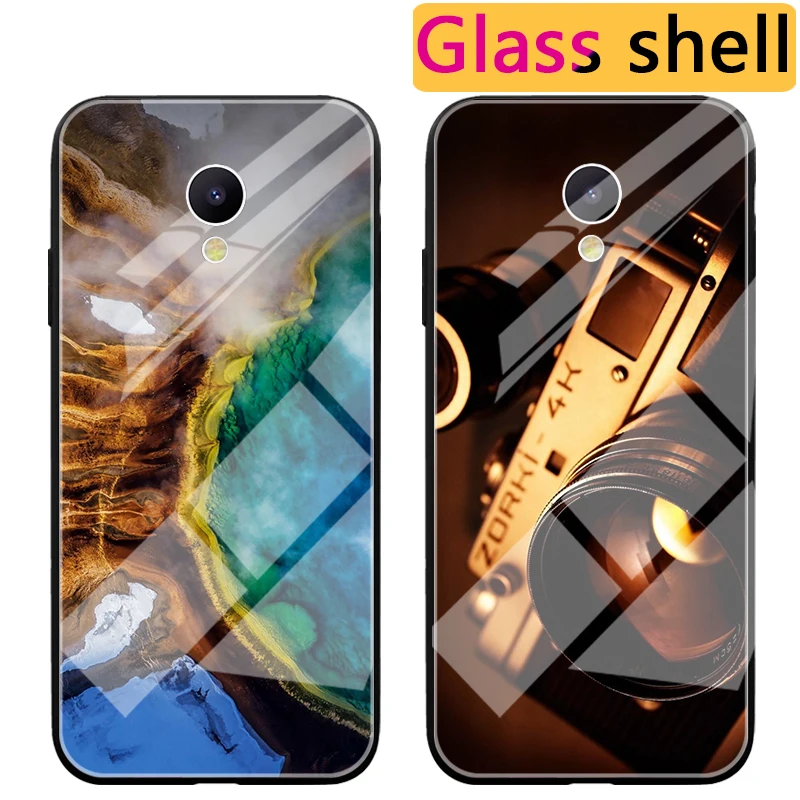 

Luxury Glass Phone Case For Meizu V8 15 / 16 / 16th Plus POP Camera Back Cover For Meizu M6s mblu S6 Coque Funda