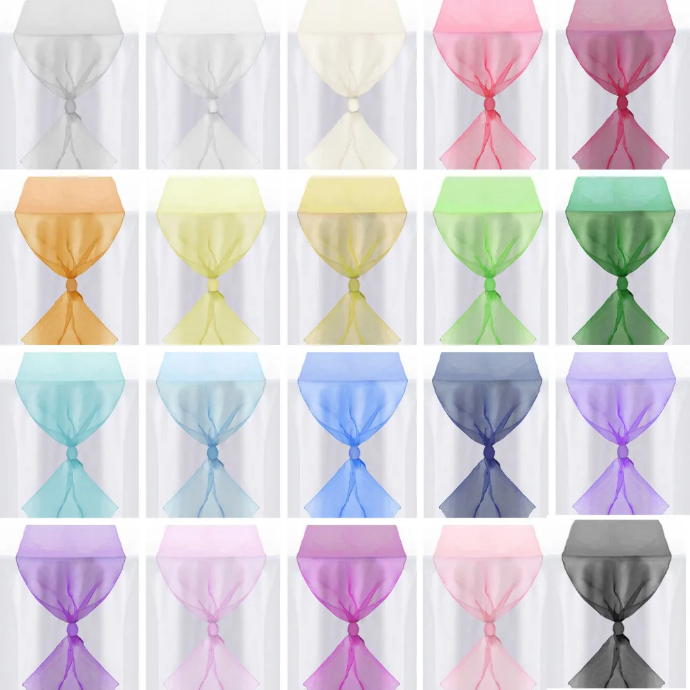 

10pcs 30cm X 275cm Two Way Use Organza Table Runner Chair Sashes Bow For Christmas Party Home Decoration 11 Colors