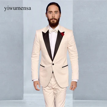 

YWMS-465 Shawl lapel Black with Ivory Luxury wedding Groom Suits Custom made Two Jacket with pant tuxedo suits man costume homme