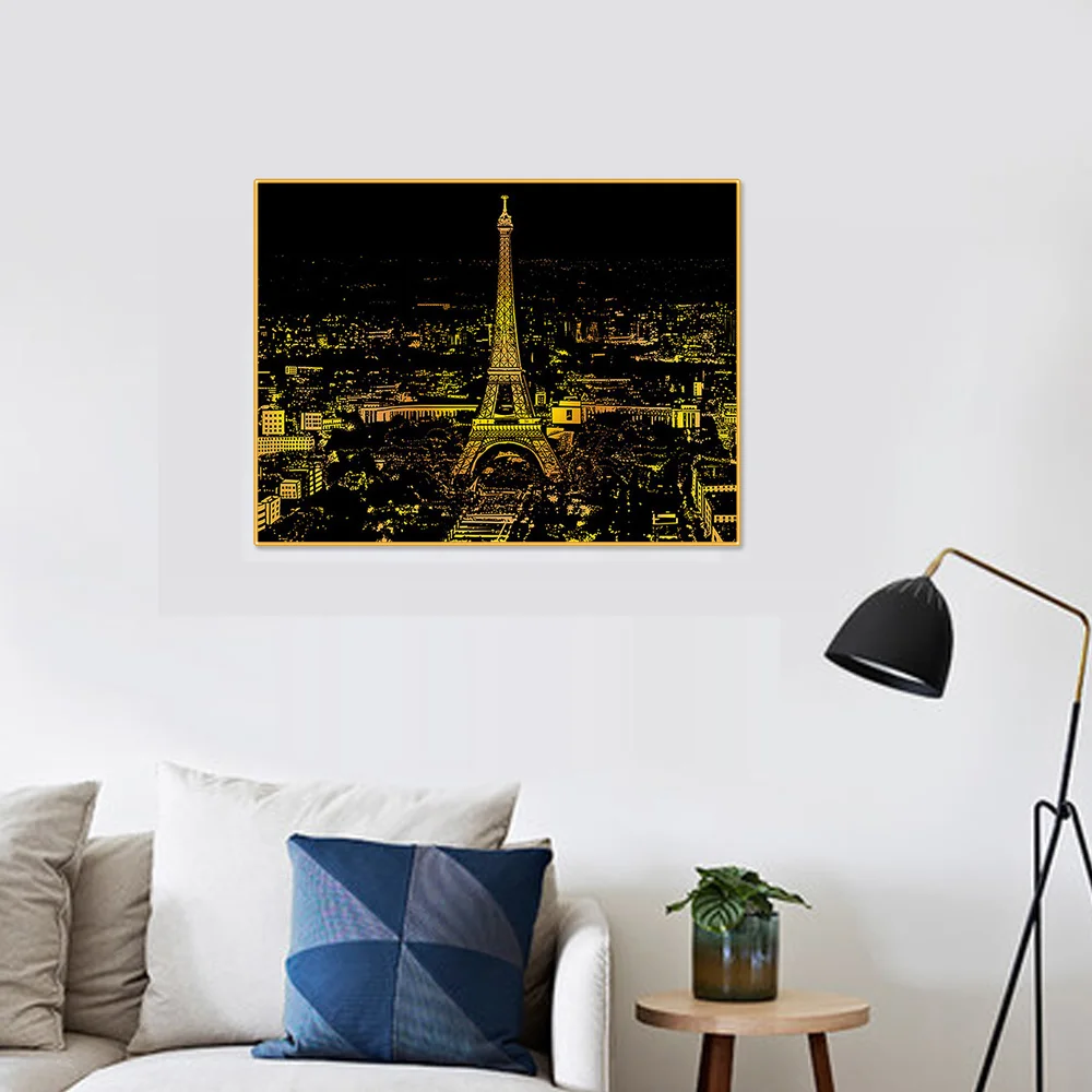 Art Scratch Kit Black Engraving Art Scratch Painting Cities Landscape Paris Painting Paper Boards Home Decoration Accessories (7)