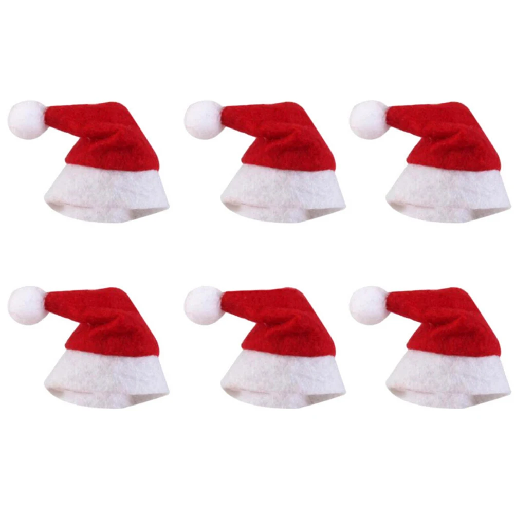 30pcs Mini Christmas Hat Santa Claus Hat Xmas Lollipop Hat Mini Wedding Gift Creative Caps Christmas Tree Ornament Decor