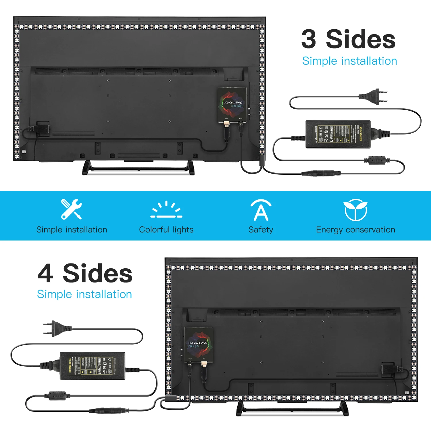 Ambilight-TV USB Led Strip Addressable ws2812b Pixel Strip HDTV TV Monitor Desktop PC Screen Backlight Ambient Lighting 5V 1M-5M