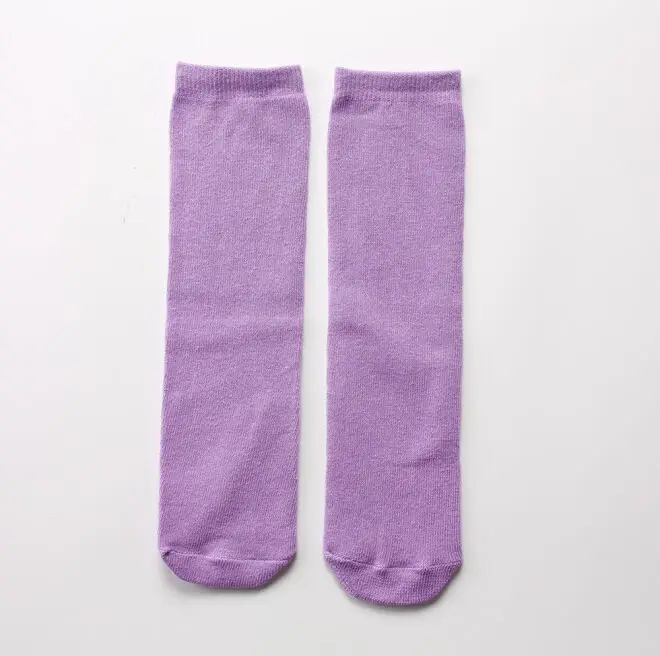 Детская одежда для девочек, длинные носки для высоких ботинок сплошные Карамельный цвет гетры с вертикальными полосками; шланг для маленьких детей, носки для мальчиков и девочек гольфы - Цвет: Purple