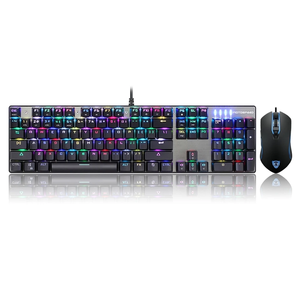 Motospeed CK888 Механическая игровая клавиатура с RGB подсветкой Проводная и мышь