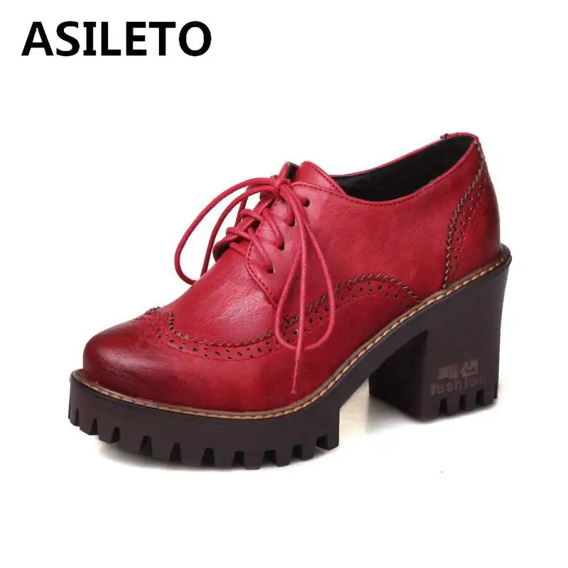 ASILETO винтажные женские туфли-лодочки на платформе Броги туфли с перекрестной