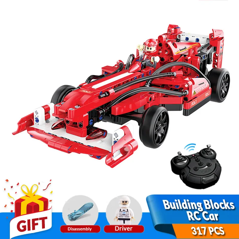 317PCS Building Blocks Remote Control RC F1 Racing Car Model Kits Battery Bricks Compatible Legos Toys Birthday Gift for kids