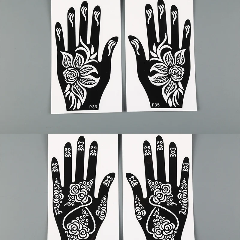 

India Mehndi Hand Leg Henna Painted Stencil Temporary tattoo Templates Reusable