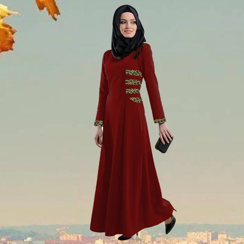 Мусульманское женское платье Дубай турецкий халат мусульманский женская одежда женские арабские дамы кафтан Малайзия абаи - Цвет: 5