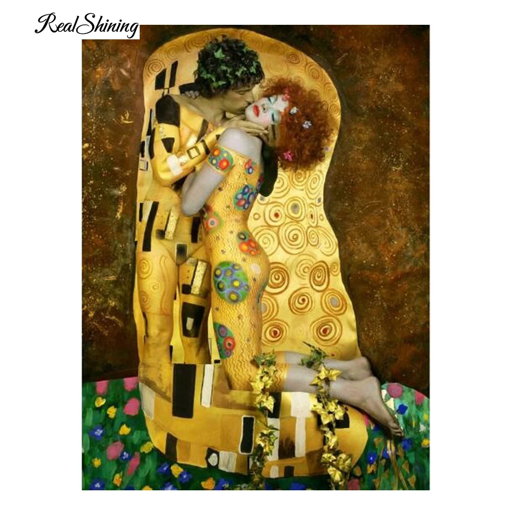 

REALSHINING 5D Diamond Embroidery Paintings Rhinestone Pasted Diy Diamond Painting Cross Stitch Gold Lover Diamond Mosaic D50