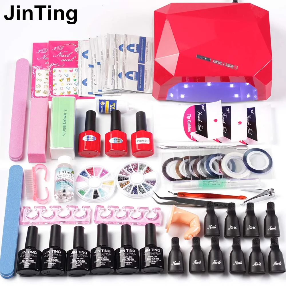

nail kit uv nail polish 6 color Soak Off Nail Polish Gel varnishe Base Gel Top Coat lacquer and 36w LED lamp dryer Manicure tool