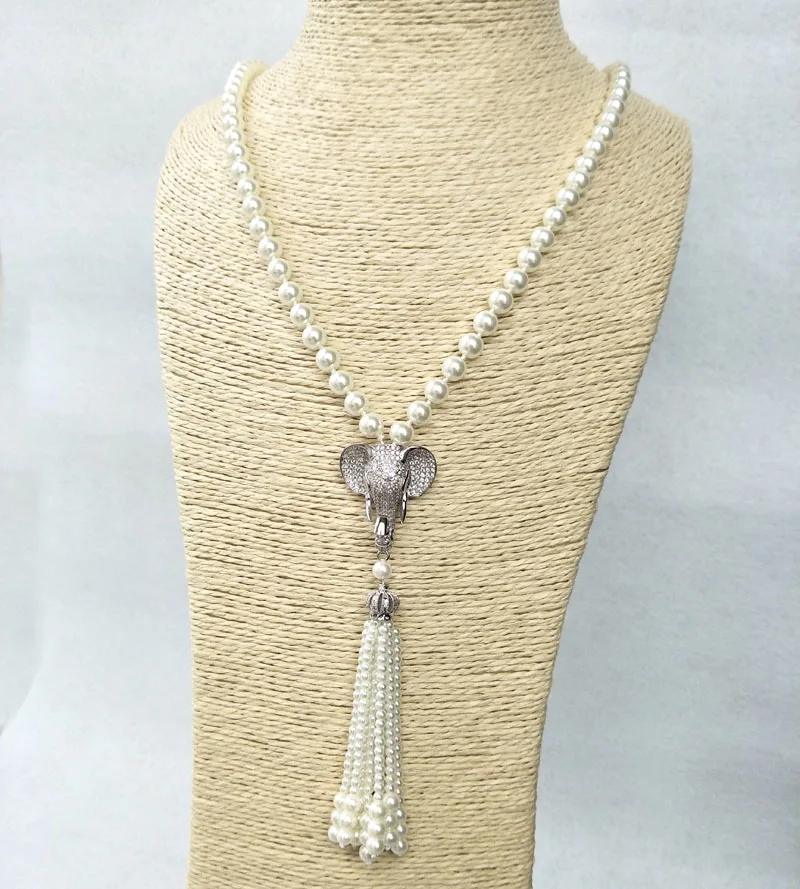 Женское ожерелье с подвеской в виде головы слона|women necklace|chain tasselmicro pave |