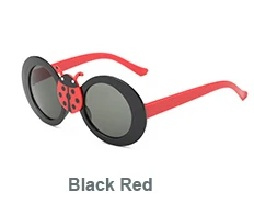 Лаура Фея милая, стильная Божья коровка мультфильм животных украшения Солнцезащитные очки UV400 детские круглые солнцезащитные очки oculos culos infantil - Цвет линз: black red