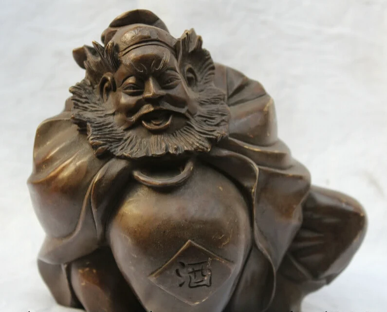 

Fast shipping USPS to USA S2052 Lucky Chinese Spirit Fengshui God Zhong Kui ChungKuel & Wine Pure Bronze Statue
