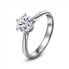 Classic 14K White Gold 1ct 2ct 3ct Moissanite Ring VVS1 Round Cut Diamond Engagement wedding Anniversary Ring For Women цена Classic 14K White Gold 1ct 2ct 3ct Moissanite Ring VVS1 Round Cut Diamond Engagement wedding Anniversary Ring For Women цены онлайн