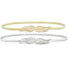 70x1 см женский ультра-тонкий пояс Стразы Декор Резной Металлический Ангел пряжка с крылышками Эластичный пояс для талии золото/Silve