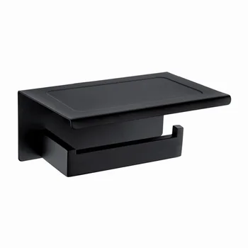 

Adhesive Matt Black Toilet Paper Holders With Phone Shelf Bathroom Tissue Roll Paper Hanger Wall Mounted Paper Towel Holder Rack
