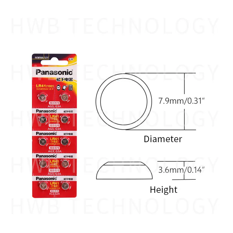 2 шт. батарейки PANASONIC LR41 192 AG3 0% Hg 392A 1 5 В для калькулятор Hg|Часовые батарейки| |