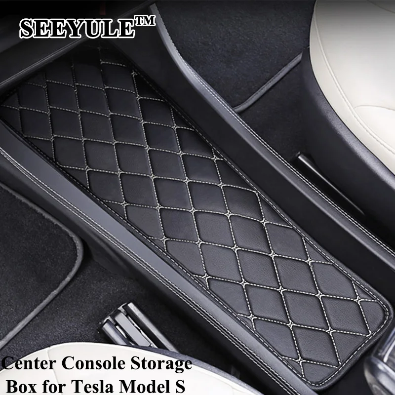 

1pc SEEYULE Car Center Console Storage Box Cushion Decoration Pad Mat for Tesla Model S Organizer car styling Accessories