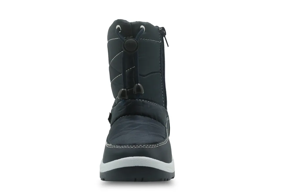 APAKOWA/зимние ботинки для мальчиков; Водонепроницаемая детская обувь из искусственной кожи; однотонная зимняя обувь до середины икры для мальчиков; теплая плюшевая детская обувь