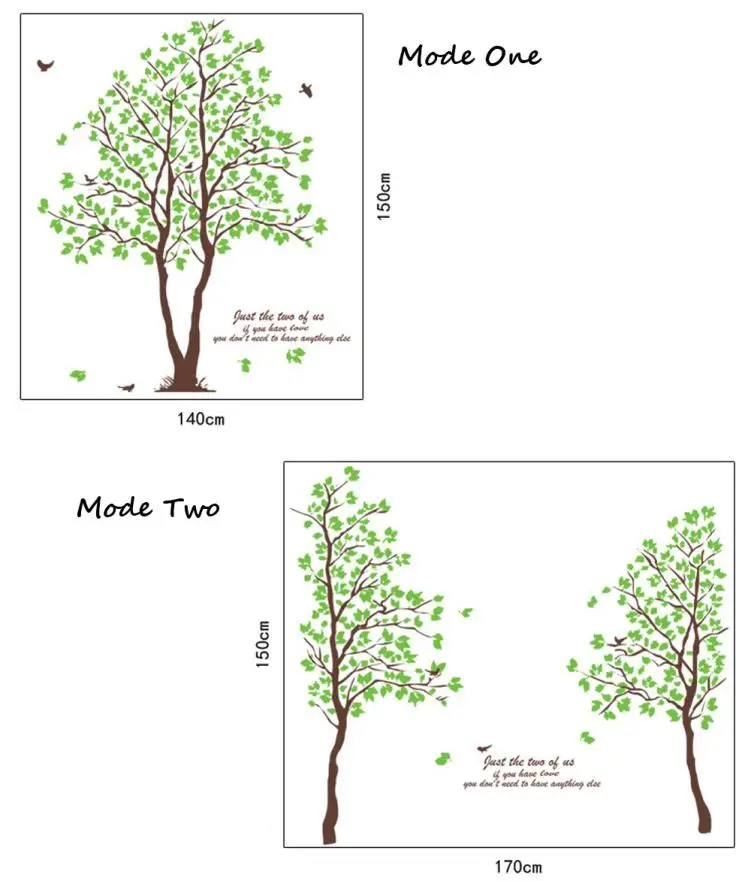 Большое зеленое дерево фон настенные украшения съемные настенные наклейки 8 23