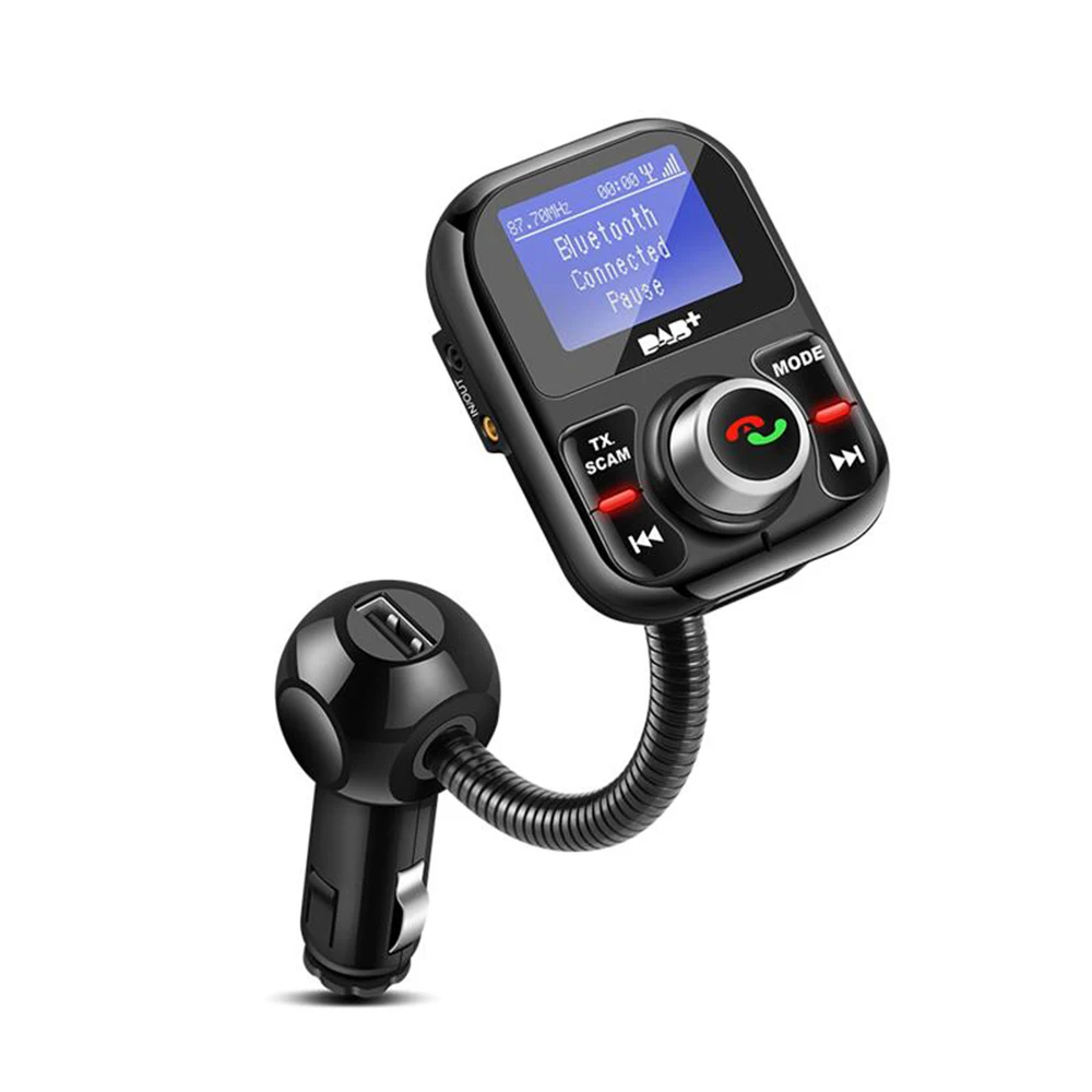 

Wireless DAB Digital Radio In-Car with FM Transmitter LCD Display Bluetooth Hands-Free Kit Digital Audio Broadcast USB Charger