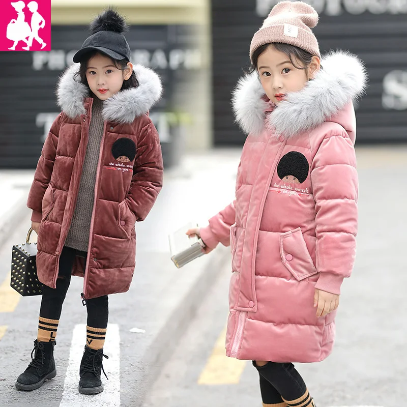 

2018 New Children Coat Baby Girls Winter Wool Collar Bow Coat Girl's Warm Baby Jacket Winter Outerwear Thick Kids Girl Clothing