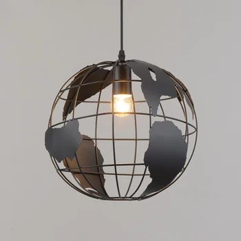 

Globe wrought iron Pendant Light LOFT E27 Black Pendant Lamp industrial Wind restaurant bar coffee Store Pendant Lighting PA0534