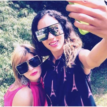 

Brand Designer Oversized Women Men Mirrored Sunglasses Hiphop Steampunk Square Full Frame Trend High Quality Big Sun Glasses