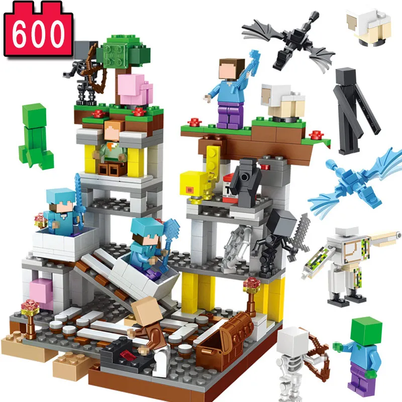 

600pcs Compatible DIY My World The Mine Figures Assemble Building Blocks Minecrafted Dragon/Skull Bricks For Kids Toys