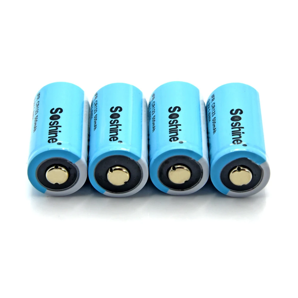 4 шт. Soshine 500mAh RCR123 аккумуляторная батарея LiFePO4 16340 батарея с защитной коробкой