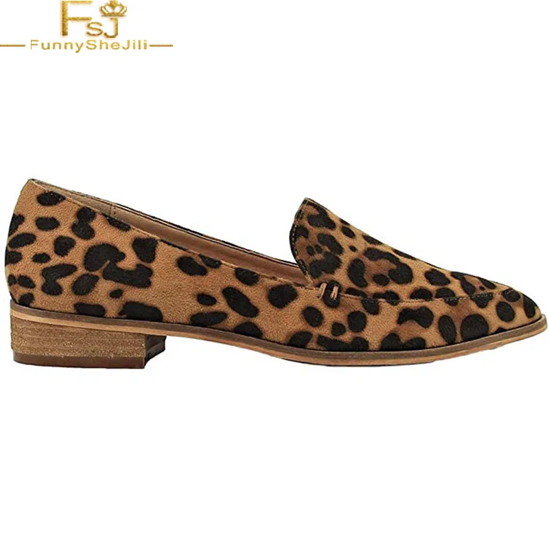 

Leopard Oxford Flats Pointed Toe Loafers Slip On Spring Autumn Casual Fashion Woman Shoes 2019 Plus Big US Size 14-16 FSJ