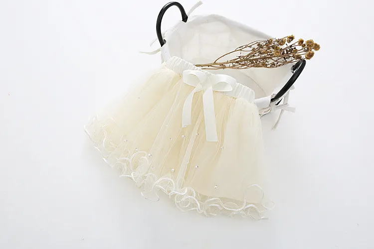 Fanfiluca New Baby Girls Tutu Skirts Layer Fluffy Children Solid Color Ballerina Party Dance Tulle Skirt Girl Nail Bead  Skirt 018