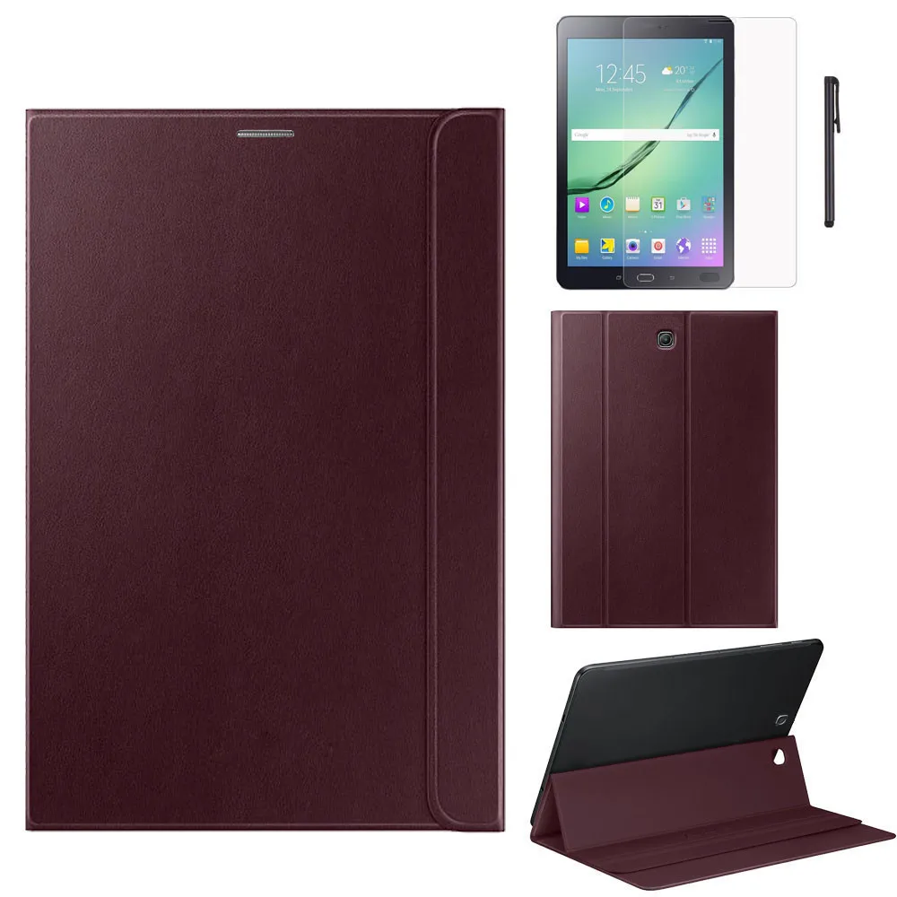 100% фирменный высококачественный однотонный модный кожаный чехол для Samsung Galaxy Tab S2