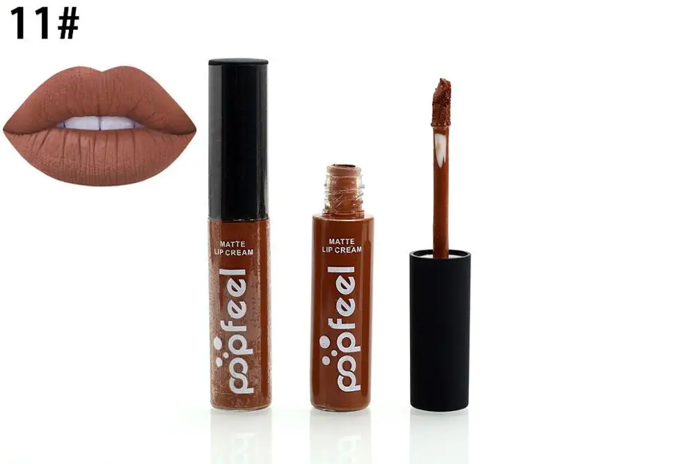 2016-Marca-de-Maquillaje-Impermeable-batom-Tinte-brillo-de-Labios-de-Terciopelo-Rojo-Verdadero-Marr%C3%B3n-Nude (2)