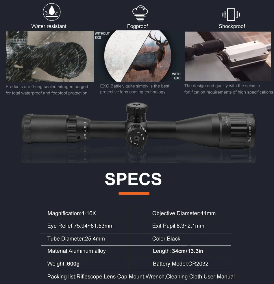 BSA оптика 4-16x44 ST тактический оптический прицел зеленый красный с подсветкой прицел Охотничья винтовка прицел Снайпер страйкбол воздушные пистолеты