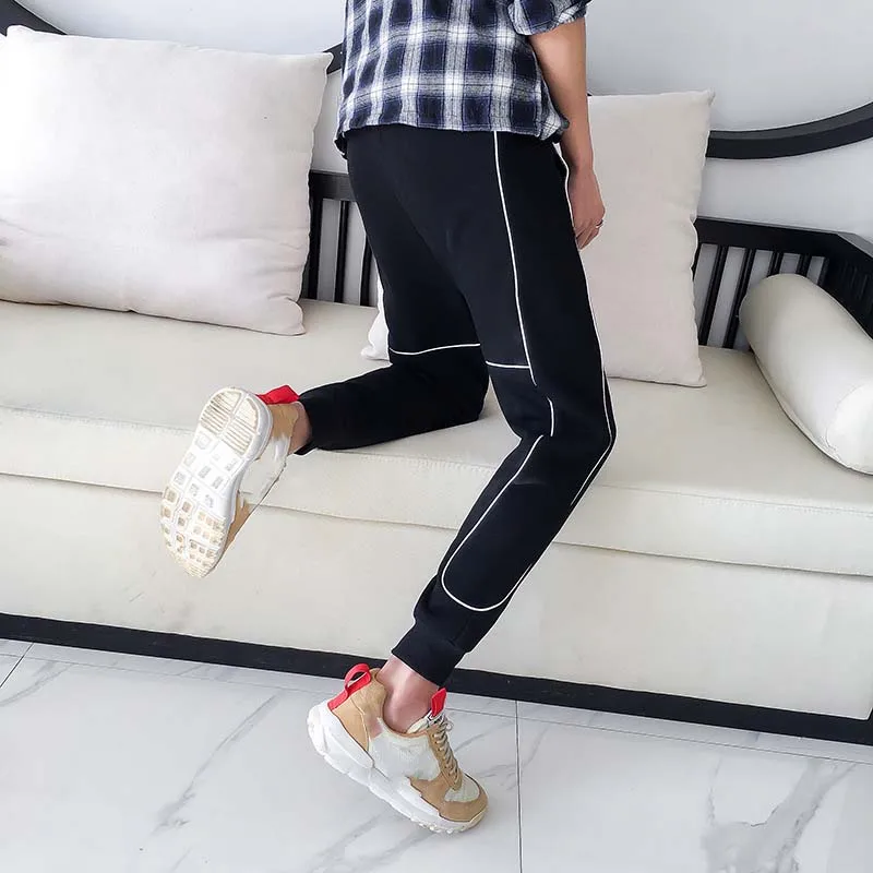 

Outdoor 2019 Spring Summer harem hip hop elastic waist loose sweatpants striped plus size 4XL teenagers trousers men