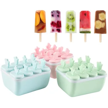 

6-8 grid DIY Popsicle molds Food grade plastic pudding ice cream sticks Maker tool ice cube tray for kichen Cooking accessories