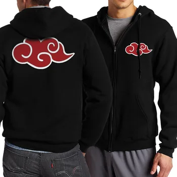 

Naruto Akatsuki Red Cloud Men Zip Up Hooded 2019 Spring Autumn New Hoodies Men Jacekt Tracksuit Hip Hop Streetwear Plus Size Men