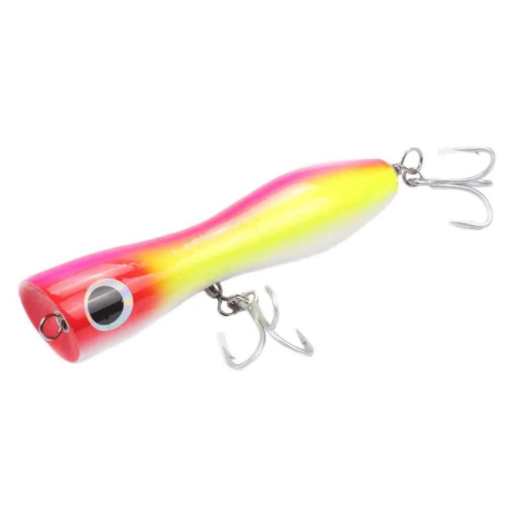 4 PCS Popper Fishing Lure Saltwater GT Big Topwater Boat Lure Handcraf Wood Bait