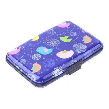 

7 Layers Aluminum Alloy Bird Pattern Print Card Holder Waterproof Organ Type Kawaii Metal Name ID Credit Card Storage Case Box