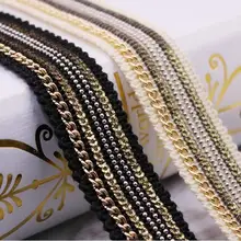 1 ярд золотая цепочка с серебряными бусинами кружевная планка лента винтажная ткань блестка блестками кружево свадебное платье Dentelle швейная аппликация