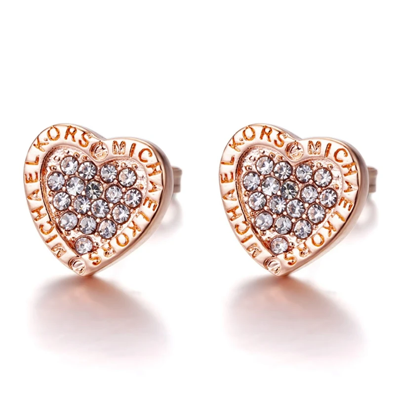 

New Fashion Heart Shaped Stud Earrings Shining Crystal Simple All Match Earrings For Girls Mother Jewelry Gift