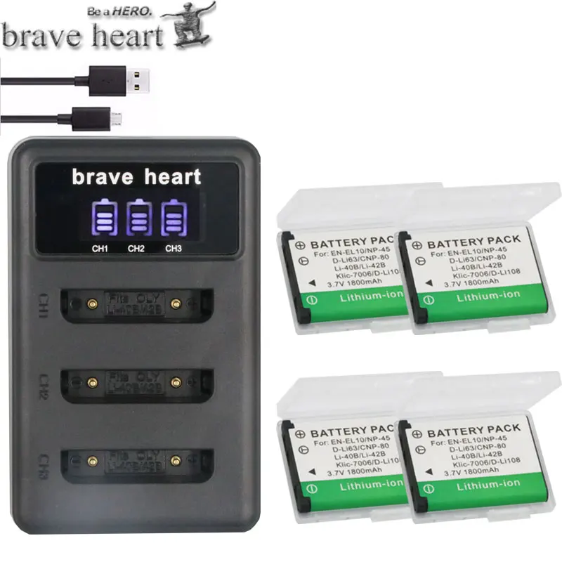 5x Li-40B LI-42B LI 40B 42B LI40B батареи+ ЖК-дисплей USB Зарядное устройство для FUJIFILM NP-45 NP 45 NP45 NP 45A 45B 45 S для Nikon EN-EL10