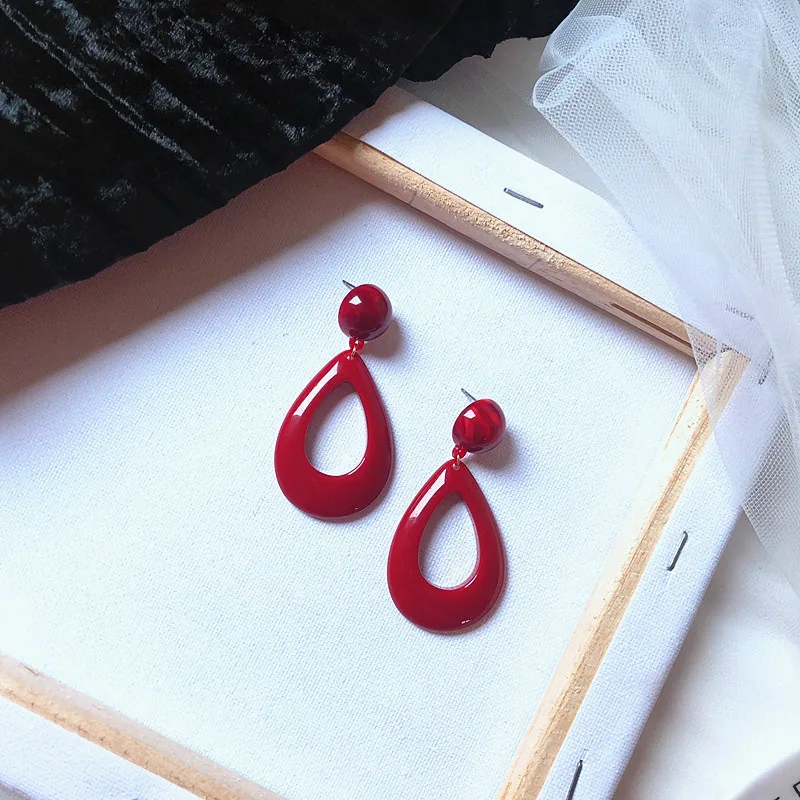 BELLAHYDIARY Hot Red Acrylic Acetate Water Drop Earrings For Women Girls Sexy Wedding Party Earings Pendientes Jewelry Brincos