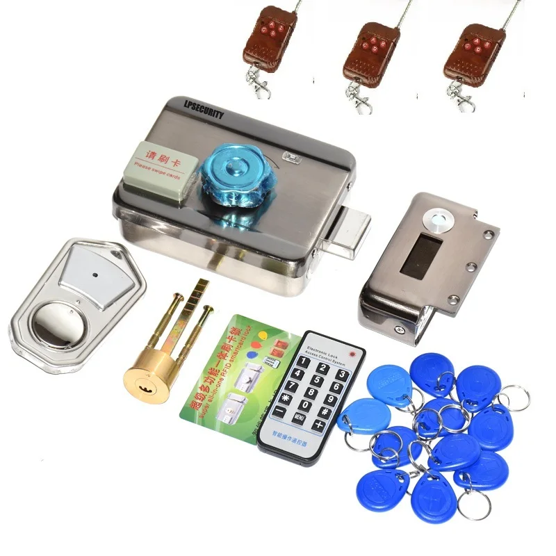

Outdoor remote control 10 tags Electric lock & gate lock Access Control system Electronic integrated RFID Door Rim lock