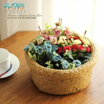 

Rustic home decoration storage handmade braid straw crafts storage box sundries box storage basket