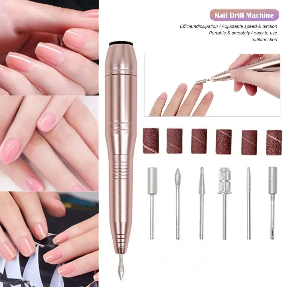 

Electric Nail Drill Bit Portable Nail Drill Machine Pen Shaped Nail File Manicure Pedicure Kit Grinder for Acrylic Gel Nails