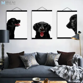

Modern Watercolor Animal Cute Pet Dog Triptych Wooden Framed Canvas Paintings Home Decor Wall Art Print Picture Poster Scroll