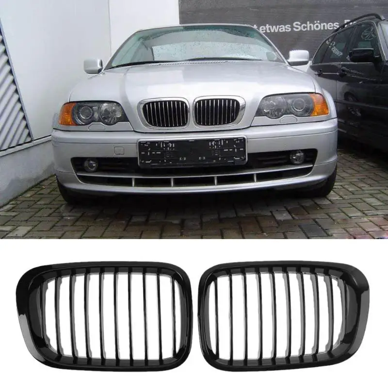 

1 Pair Front Grille Bumper Hood Grill Grilles for BMW E46 Four Doors 98-01 High Quality Auto Car Accessory Racing Grills New